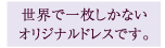 世界で一枚しかないオリジナルドレスです。